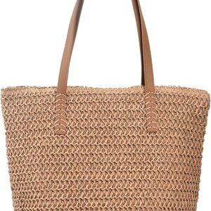 Straw Beach Tote Bag Women's Woven Straw Handbag Summer Shoulder Bag